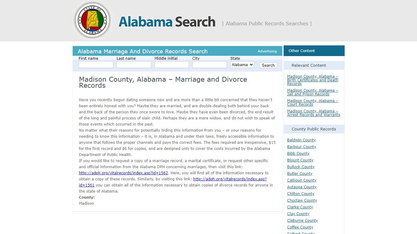 Madison County, Alabama – Marriage and Divorce Records ...